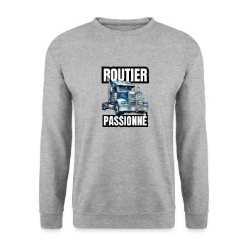 routier passionné - Sweat-shirt Unisexe - gris chiné - Devant - Alina (178cm) & Michal (187cm)