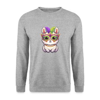Mardi Gras Llama Party Design - Unisex Sweatshirt - salt & pepper - Front - Alina (178cm) & Michal (187cm)