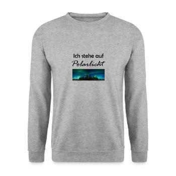 Polarlicht Geschenk Idee schwarz - Unisex Pullover - Weißgrau meliert - Vorne - Alina (178cm) & Michal (187cm)