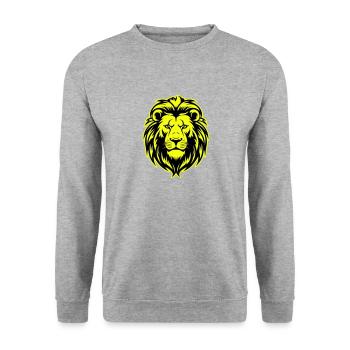 Löwe Kopf Porträt Symbol - Unisex Pullover - Weißgrau meliert - Vorne - Alina (178cm) & Michal (187cm)