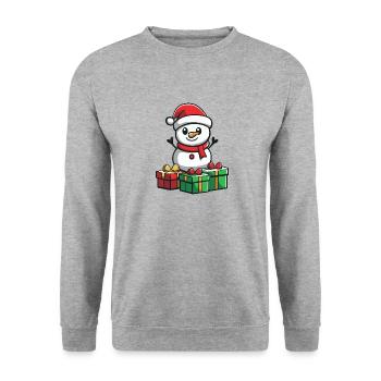 Snowman Christmas Gifts - Unisex Sweatshirt - salt & pepper - Front - Alina (178cm) & Michal (187cm)