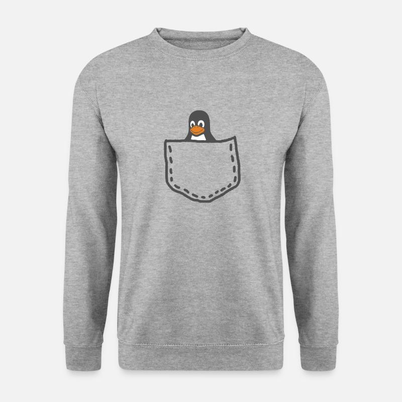 Tux Linux Pinguin - Unisex Pullover - Weißgrau meliert