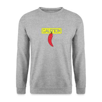 ATTENTION PIMENT FORT vector - Sweat-shirt Unisexe - gris chiné - Devant - Alina (178cm) & Michal (187cm)
