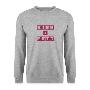 Bier und Mett - Unisex Pullover - Weißgrau meliert - Vorne - Alina (178cm) & Michal (187cm)