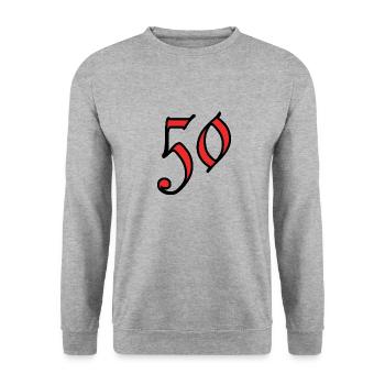 50. 50 YEARS. 50th ANNIVERSARY. 50 YEARS ANNIVERSARY. - Unisex Sweatshirt - salt & pepper - Front - Alina (178cm) & Michal (187cm)