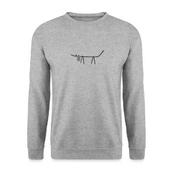 Emmi the dog - Unisex Pullover - Weißgrau meliert - Vorne - Alina (178cm) & Michal (187cm)