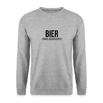 Bier formte diesen Körper! - Unisex Pullover - Weißgrau meliert - Vorne - Alina (178cm) & Michal (187cm)
