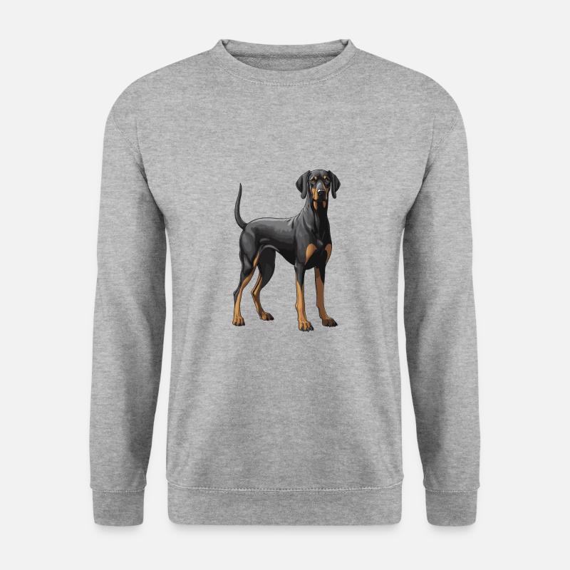 Doberman Hund Tier - Unisex Pullover - Weißgrau meliert