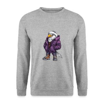 Eagle Funny Winter - Unisex Sweatshirt - salt & pepper - Front - Alina (178cm) & Michal (187cm)