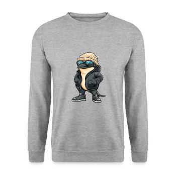Dolphin Cool Comic - Unisex Sweatshirt - salt & pepper - Front - Alina (178cm) & Michal (187cm)