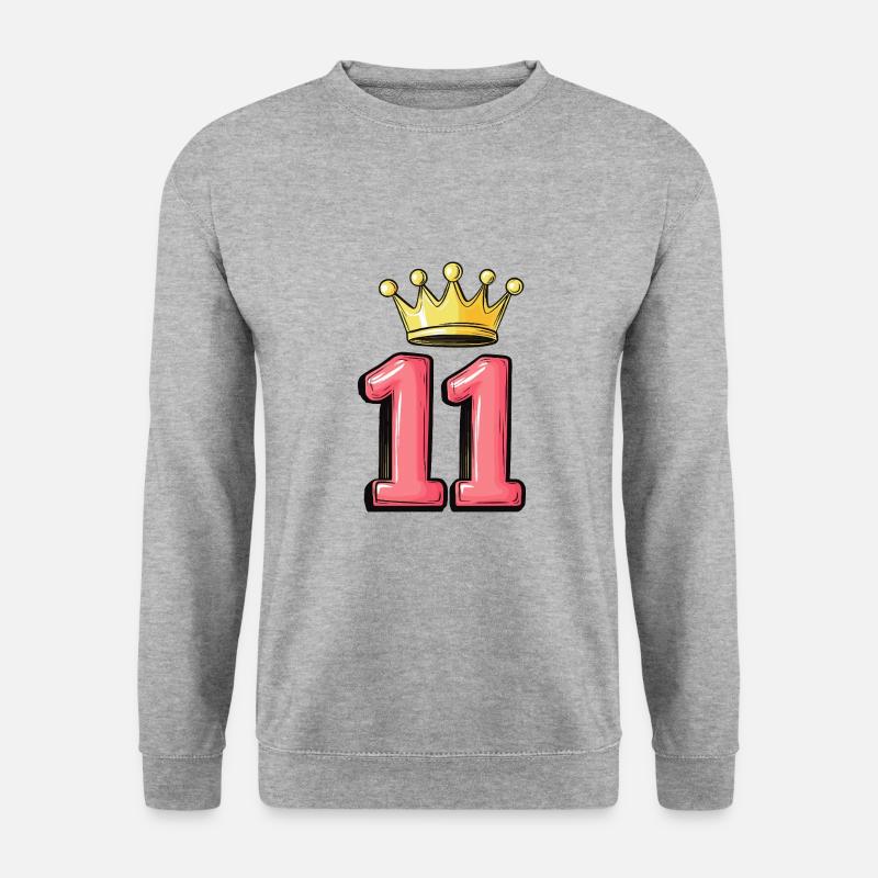 11 Zahl Krone - Unisex Pullover - Weißgrau meliert