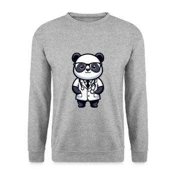 Cute Panda Doctor - Unisex Sweatshirt - salt & pepper - Front - Alina (178cm) & Michal (187cm)