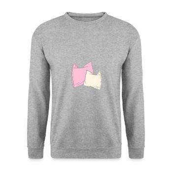 2x oreillers - Sweat-shirt Unisexe - gris chiné - Devant - Alina (178cm) & Michal (187cm)