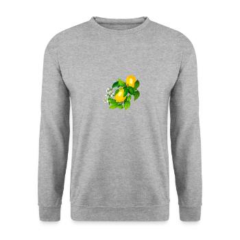 Lemon, Amalfi, Flower, Illustration, Painting - Unisex Sweatshirt - salt & pepper - Front - Alina (178cm) & Michal (187cm)