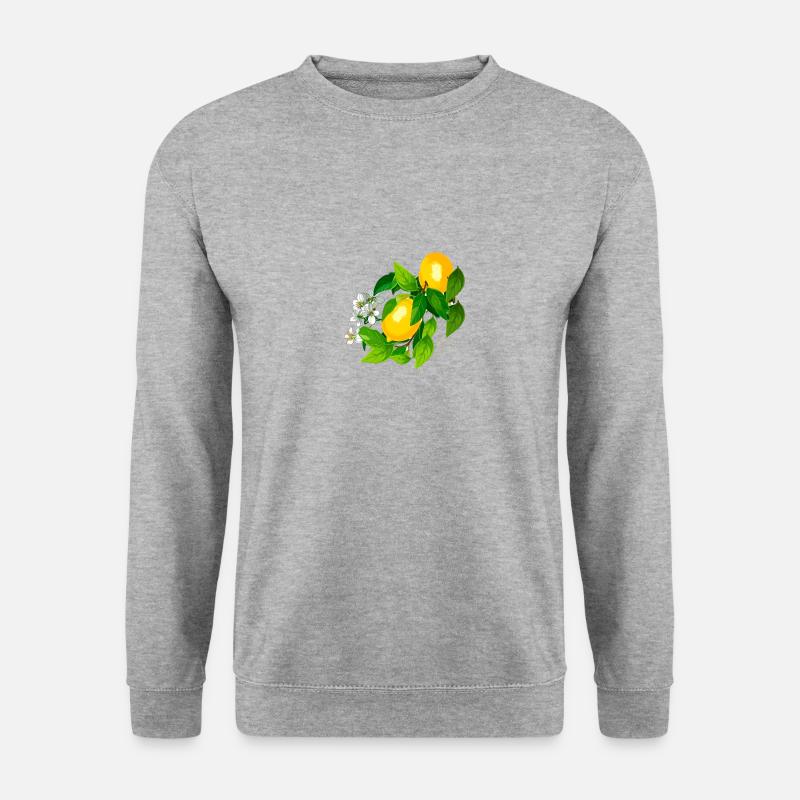 zitrone,amalfi,blüte,illustration, malerei - Unisex Pullover - Weißgrau meliert