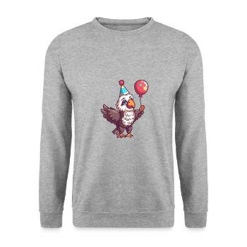 Bande dessinée d’anniversaire d’aigle - Sweat-shirt Unisexe - gris chiné - Devant - Alina (178cm) & Michal (187cm)
