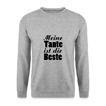 meine Tante ist die beste - Unisex Pullover - Weißgrau meliert - Vorne - Alina (178cm) & Michal (187cm)