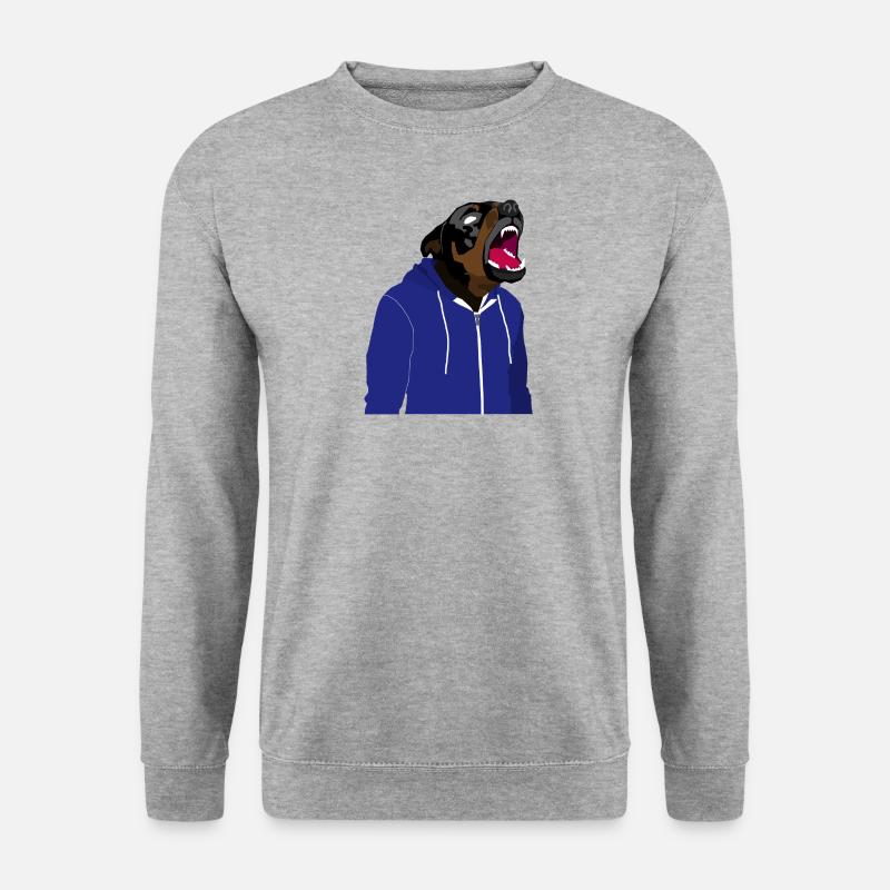Rottweiler im Sweatshirt - Unisex Pullover - Weißgrau meliert