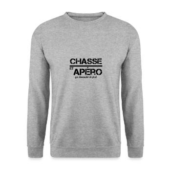 chasse et apéro - Sweat-shirt Unisexe - gris chiné - Devant - Alina (178cm) & Michal (187cm)