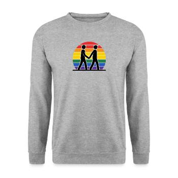 Gay  Männer - Unisex Pullover - Weißgrau meliert - Vorne - Alina (178cm) & Michal (187cm)