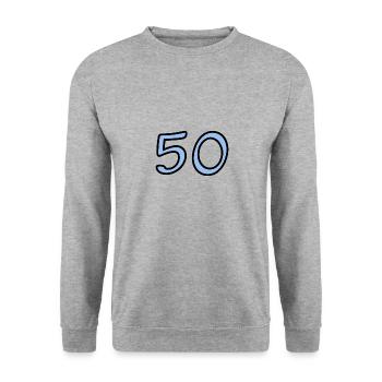 JAHRESTAG. ALLES GUTE ZUM GEBURTSTAG. ALLES GUTE ZUM GEBURTSTAG. - Unisex Pullover - Weißgrau meliert - Vorne - Alina (178cm) & Michal (187cm)