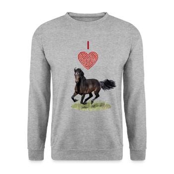 J'adore les chevaux - J'adore les chevaux - Sweat-shirt Unisexe - gris chiné - Devant - Alina (178cm) & Michal (187cm)