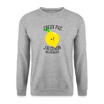 Ich kann keine Zitrone haben (Mojito Mojito) - Unisex Pullover - Weißgrau meliert - Vorne - Alina (178cm) & Michal (187cm)