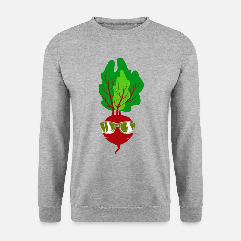 Ein cooles Radieschen mit Sonnenbrille Gemüse - Unisex Pullover - Weißgrau meliert