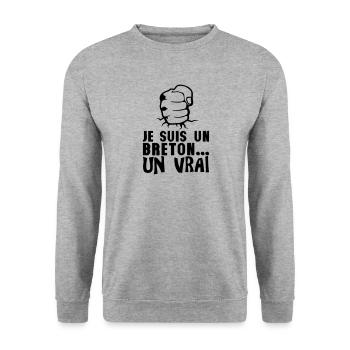 breton vrai poing frappe ferme citation - Sweat-shirt Unisexe - gris chiné - Devant - Alina (178cm) & Michal (187cm)