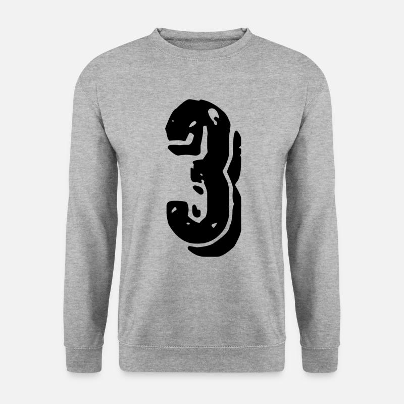 3 Zahl Trikot - Unisex Pullover - Weißgrau meliert