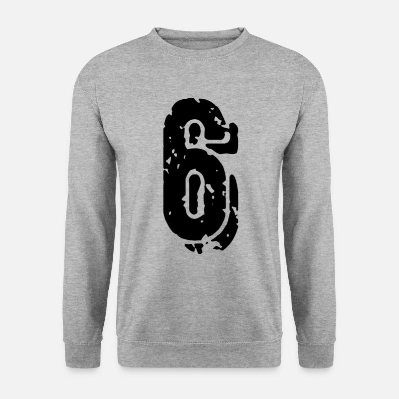 6 Zahl Trikot - Unisex Pullover - Weißgrau meliert