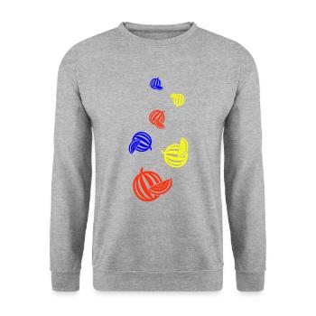 Melone Frucht - Unisex Pullover - Weißgrau meliert - Vorne - Alina (178cm) & Michal (187cm)