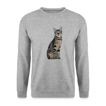 Chat Chaton Tigré Chat Tigre - Sweat-shirt Unisexe - gris chiné - Devant - Alina (178cm) & Michal (187cm)