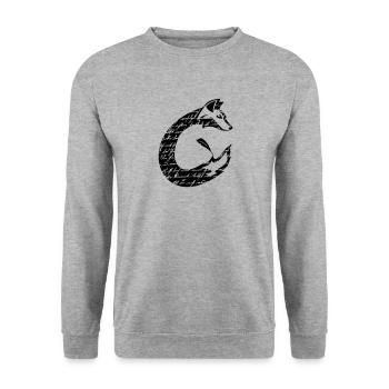 Fuchs Schrift C-Form Silhouette, schwarz - Unisex Pullover - Weißgrau meliert - Vorne - Alina (178cm) & Michal (187cm)