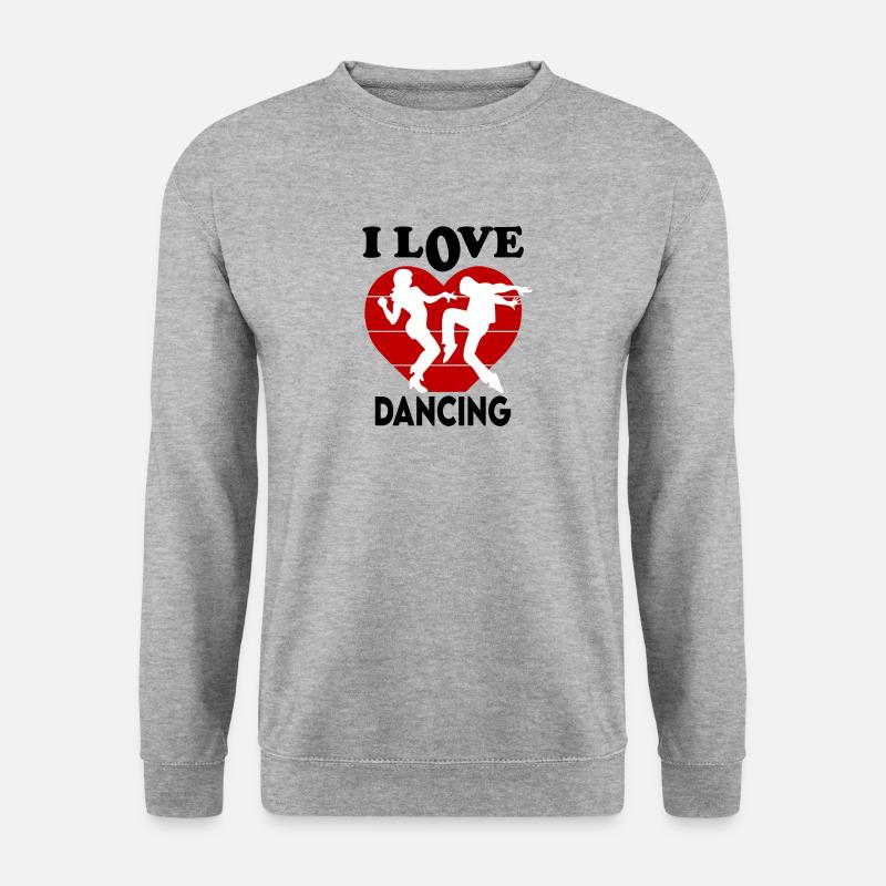 I Love Dancing Ich liebe tanzen Tanzschule - Unisex Pullover - Weißgrau meliert