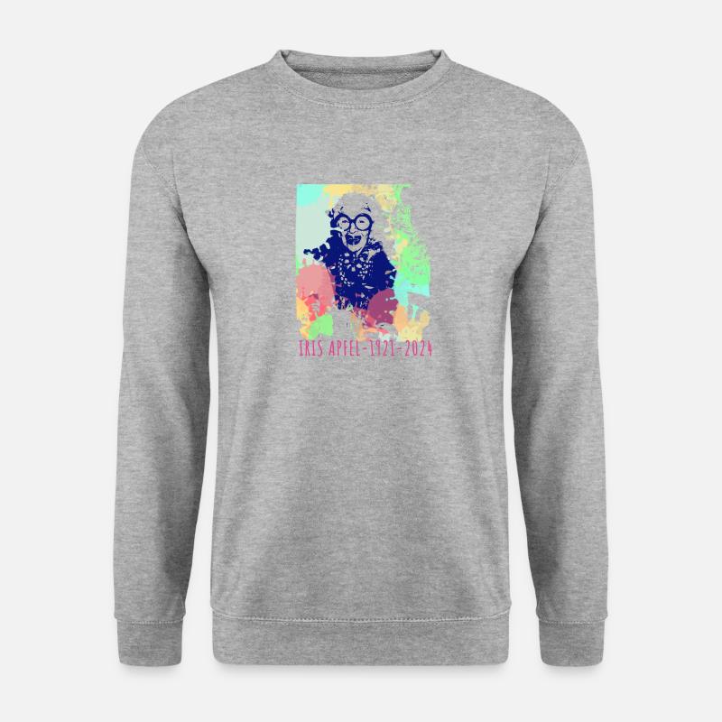 Illustration, bunt, Graffiti, Iris Apfel - Unisex Pullover - Weißgrau meliert