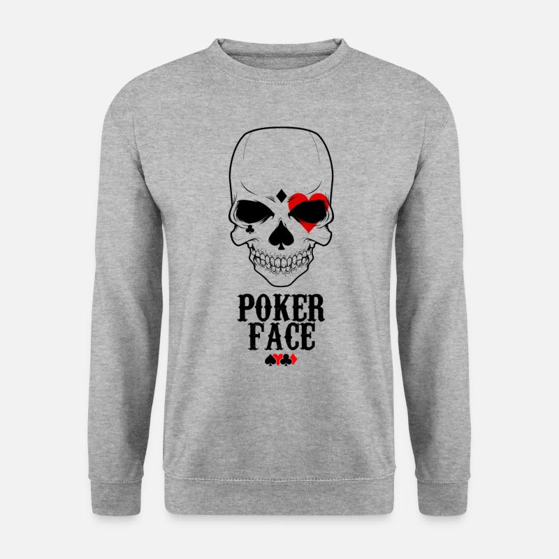 Poker Face - Unisex Pullover - Weißgrau meliert