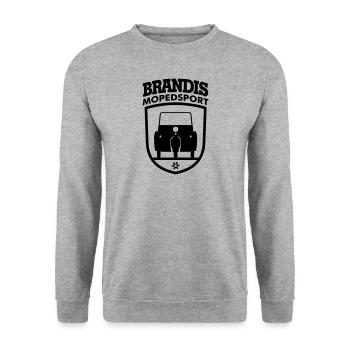 Krause Duo Mopedsport Brandis Emblem - Unisex Pullover - Weißgrau meliert - Vorne - Alina (178cm) & Michal (187cm)