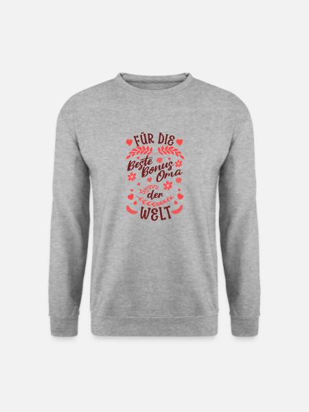 Die beste Bonus Oma der Welt - Unisex Pullover - Weißgrau meliert