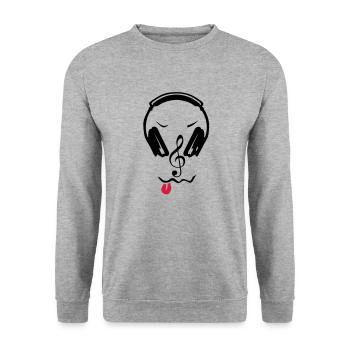 cle Helme dj Equalizer Boden Anmerkung3 - Unisex Pullover - Weißgrau meliert - Vorne - Alina (178cm) & Michal (187cm)