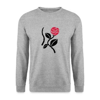 róże - Unisex Pullover - Weißgrau meliert - Vorne - Alina (178cm) & Michal (187cm)