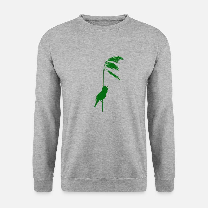 Schilfrohrsänger grün - Unisex Pullover - Weißgrau meliert