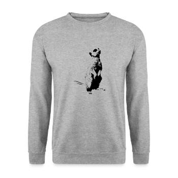 Erdmännchen - Unisex Pullover - Weißgrau meliert - Vorne - Alina (178cm) & Michal (187cm)