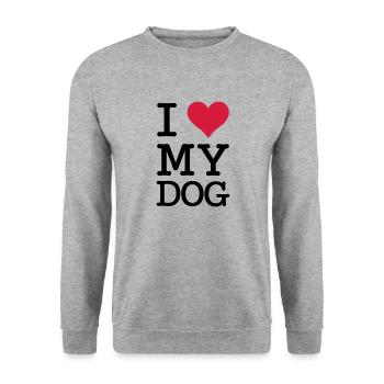 I Love My Dog - Sweat-shirt Unisexe - gris chiné - Devant - Alina (178cm) & Michal (187cm)
