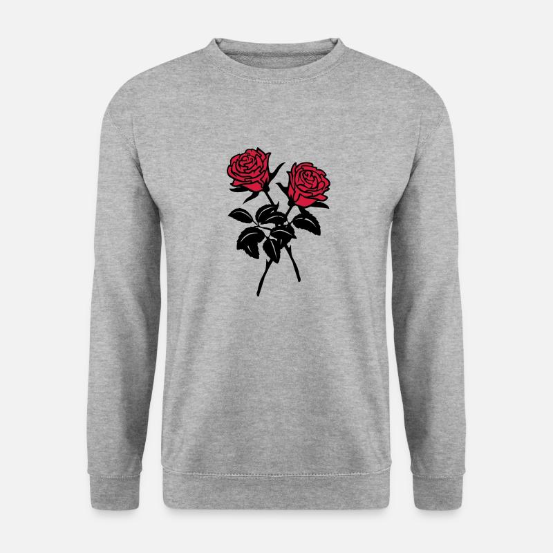 Rosen - Unisex Pullover - Weißgrau meliert