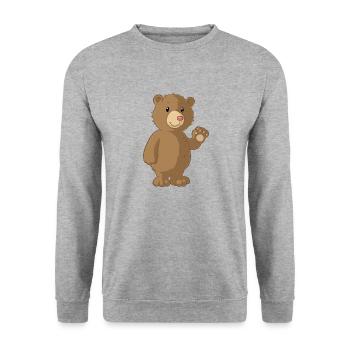 Ours de dessin animé en agitant - Sweat-shirt Unisexe - gris chiné - Devant - Alina (178cm) & Michal (187cm)