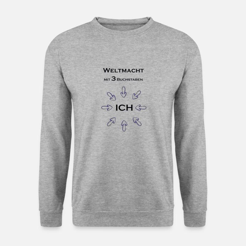 Weltmacht mit 3 Buchstabe - Unisex Pullover - Weißgrau meliert