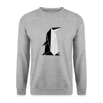 Origami: putziger Pinguin - Unisex Sweatshirt - salt & pepper - Front - Alina (178cm) & Michal (187cm)