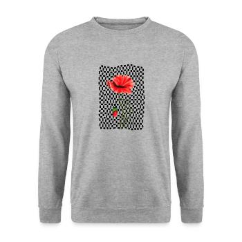 Rote Mohnblume - Unisex Pullover - Weißgrau meliert - Vorne - Alina (178cm) & Michal (187cm)