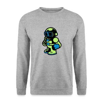 Cartoon Spaceman Astronaut - Unisex Sweatshirt - salt & pepper - Front - Alina (178cm) & Michal (187cm)